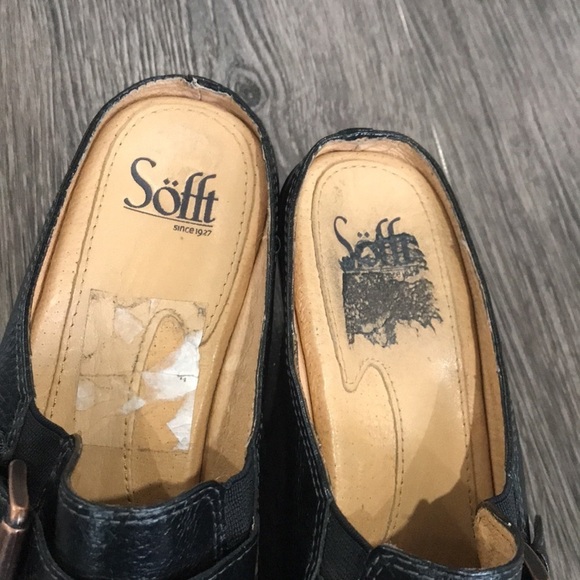 Sofft Black Leather heeled Mules with Studs and Buckles  8.5 - Picture 5 of 12